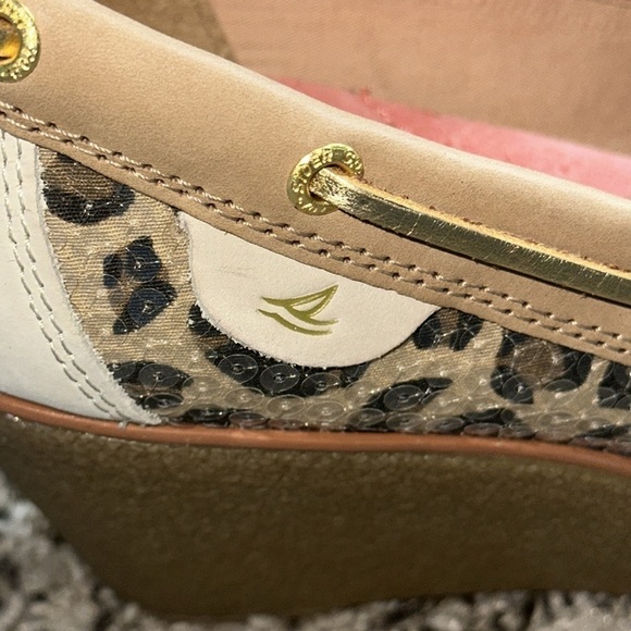 Sperry Top Sider leopard print wedges Sz 10M - Picture 7 of 8